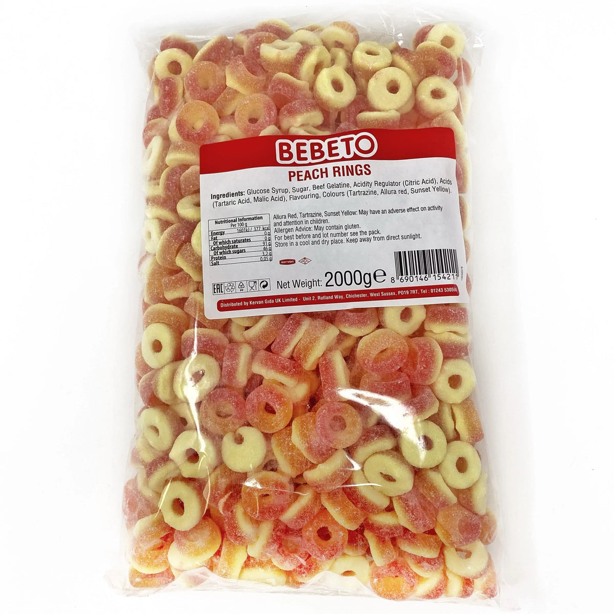 Bebeto Bag Fizzy Peach Rings (2kg) – Wholesale Sweets